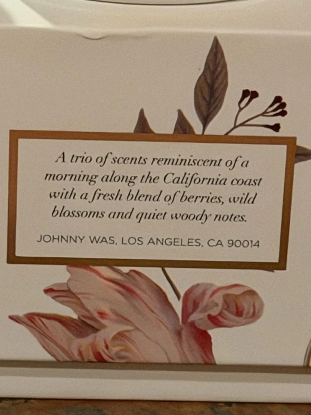 JOHNNY WAS HOME - 3 VOTIVE CANDLES Pacific Amber, Bohemian Bloom, Coastal Poppy